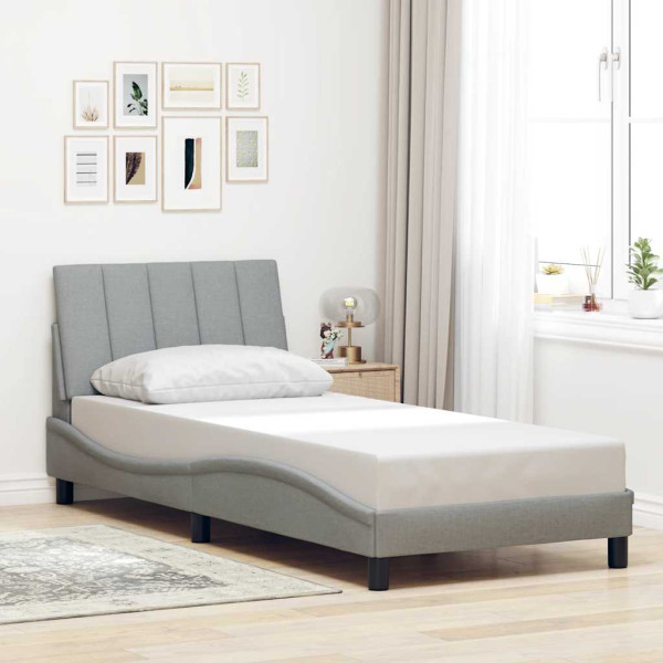 Estructura de cama sin colchón tela gris claro 90x200 cm Estructura de cama sin colchón tela gris claro 90x200 cm D
