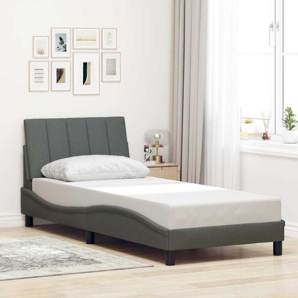 Estructura de cama sin colchón tela gris oscuro 80x200 cm Estructura de cama sin colchón tela gris oscuro 80x200 cm D