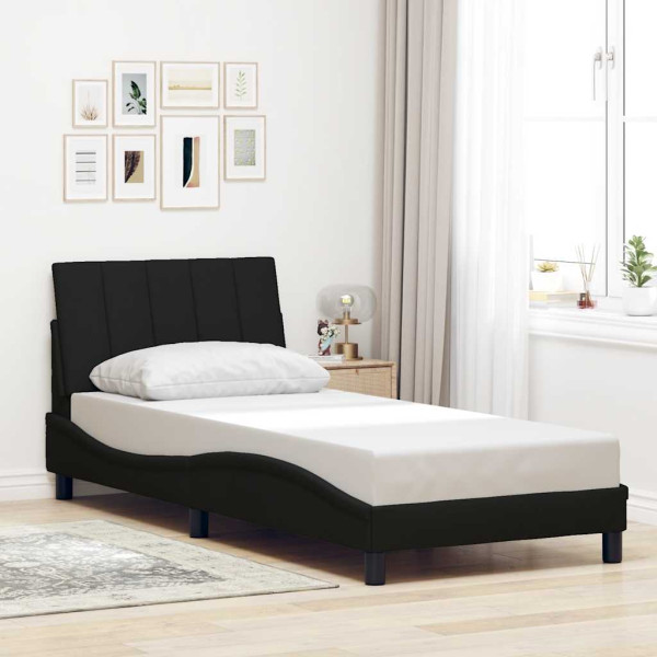 Estructura de cama sin colchón tela negro 90x200 cm Estructura de cama sin colchón tela negro 90x200 cm D