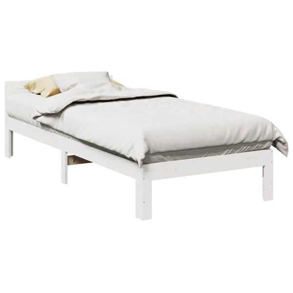 Estructura de cama sin colchón madera de pino blanca 90x200 cm Estructura de cama sin colchón madera de pino blanca 90x200 cm D