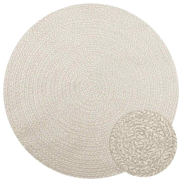 Alfombra ZIZUR aspecto yute interior/exterior crema Ø 160 cm Alfombra ZIZUR aspecto yute interior/exterior crema Ø 160 cm D