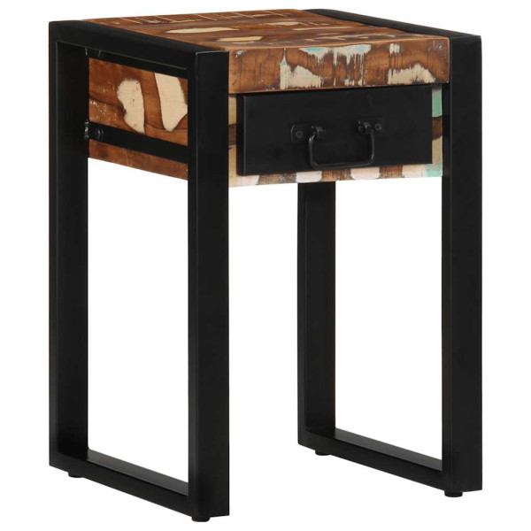 Mesa auxiliar multicolor 35x35x50 cm madera maciza reciclada D