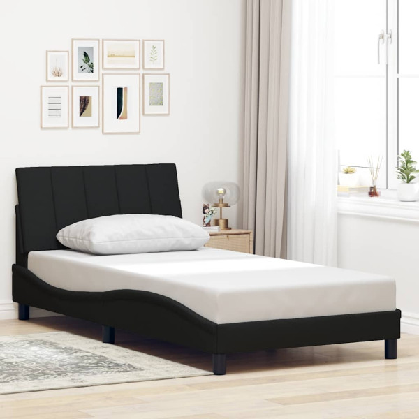 Estructura de cama sin colchón tela negro 100x200 cm Estructura de cama sin colchón tela negro 100x200 cm D