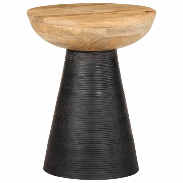 Mesa auxiliar madera maciza de mango negra Ø37x45 cm D