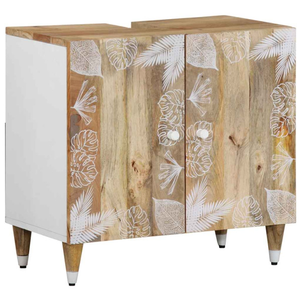 Armario de lavabo para baño madera maciza de mango 62x33x58 cm Armario de lavabo para baño madera maciza de mango 62x33x58 cm D