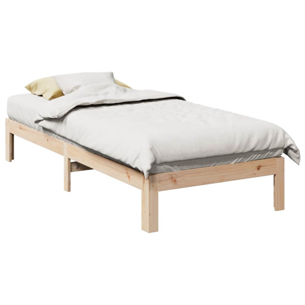 Estructura de cama sin colchón madera maciza de pino 90x200 cm Estructura de cama sin colchón madera maciza de pino 90x200 cm D