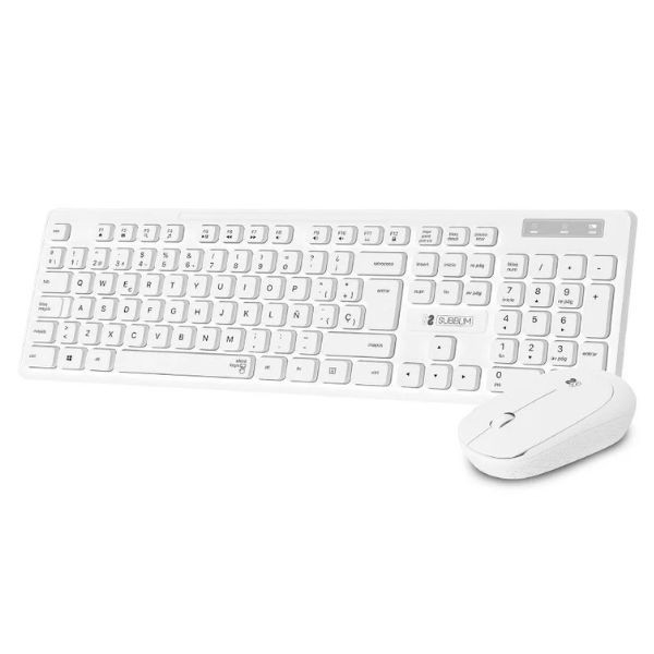 Teclado y ratón subblim combo business slim silencioso inalámbrico/ blanco D