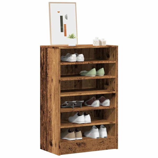 Mueble zapatero madera ingeniería madera envejecida 60x35x92 cm Mueble zapatero madera ingeniería madera envejecida 60x35x92 cm D