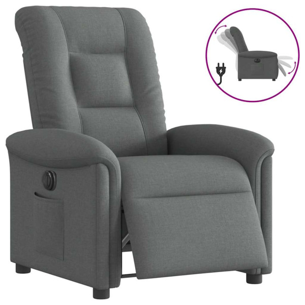 Sillón reclinable eléctrico de tela gris oscuro Sillón reclinable eléctrico de tela gris oscuro D