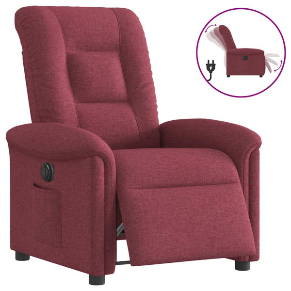 Sillón reclinable eléctrico tela rojo tinto Sillón reclinable eléctrico tela rojo tinto D