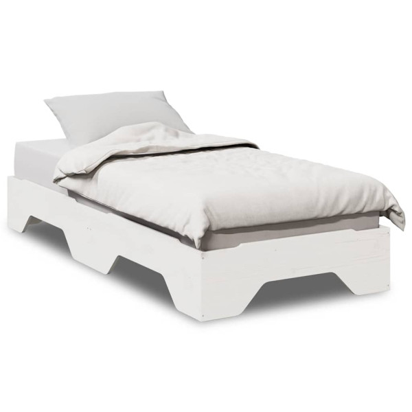 Estructura de cama sin colchón apilable blanca 80x200 cm Estructura de cama sin colchón apilable blanca 80x200 cm D