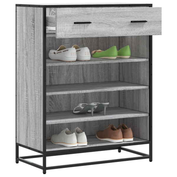 Zapatero madera de ingeniería y metal gris Sonoma 75x38x97.5 cm D