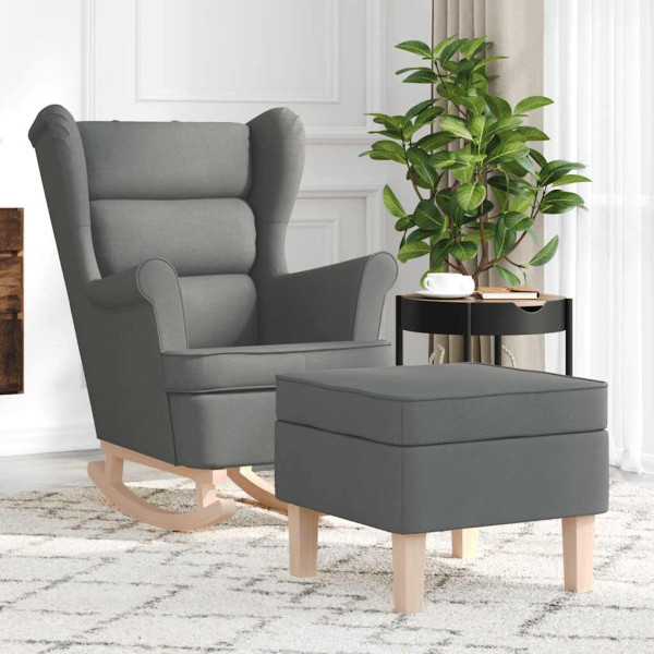 Sillón mecedora con taburete tela gris oscuro Sillón mecedora con taburete tela gris oscuro D