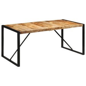 Mesa de comedor madera maciza de mango sin tratar 175x90x76 cm D