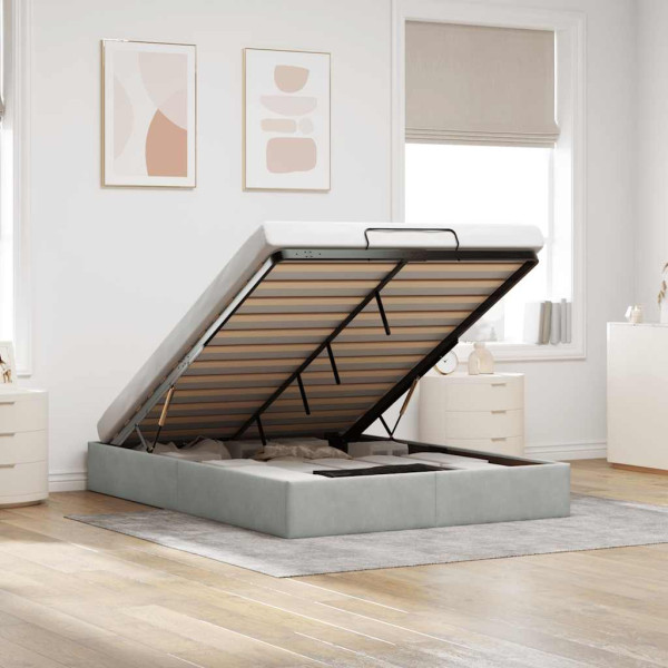 Estructura cama otomana sin colchón gris claro 140x200cm Estructura cama otomana sin colchón gris claro 140x200cm D