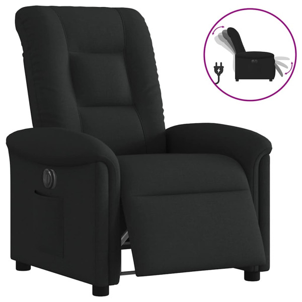 Sillón reclinable eléctrico de tela negro Sillón reclinable eléctrico de tela negro D
