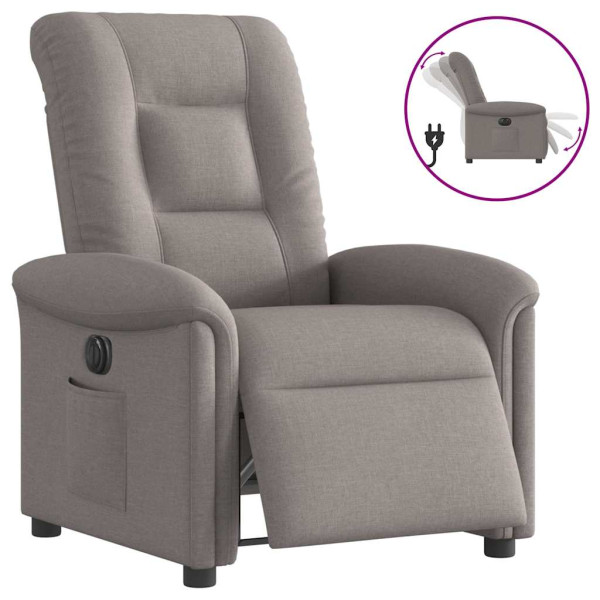 Sillón reclinable eléctrico tela gris taupé Sillón reclinable eléctrico tela gris taupé D