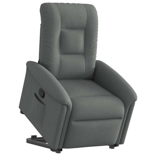 Sillón reclinable elevable de tela gris oscuro D