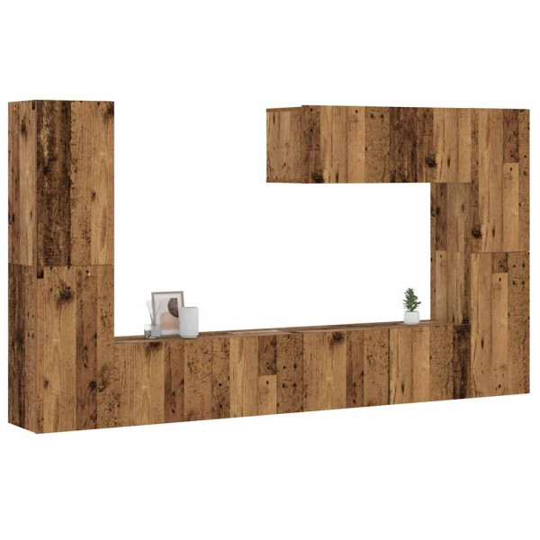 Muebles de TV de pared 7 uds madera vieja madera de ingeniería Muebles de TV de pared 7 uds madera vieja madera de ingeniería D