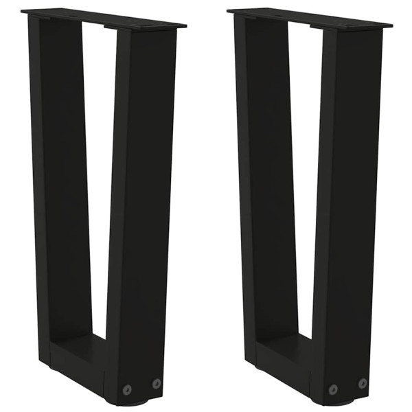 Patas para mesa de comedor en forma de V 2 uds acero negro Patas para mesa de comedor en forma de V 2 uds acero negro D