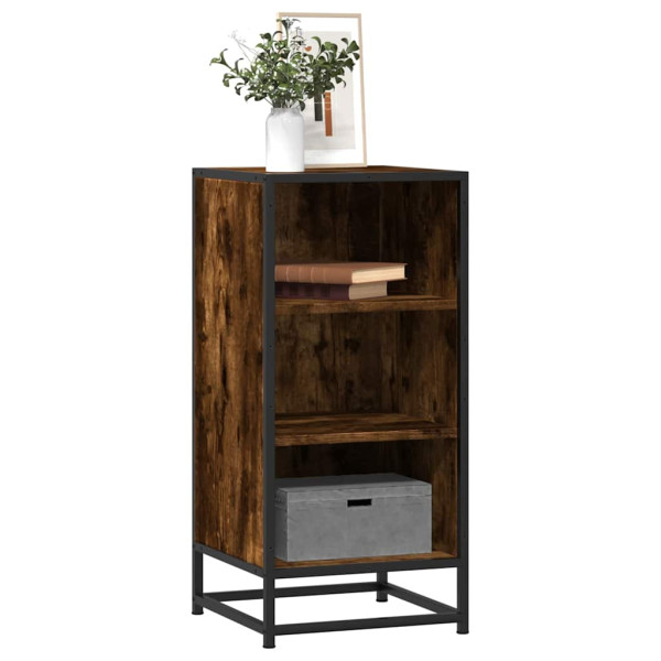 Aparador madera ingeniería y metal roble ahumado 35.5x35x76 cm D