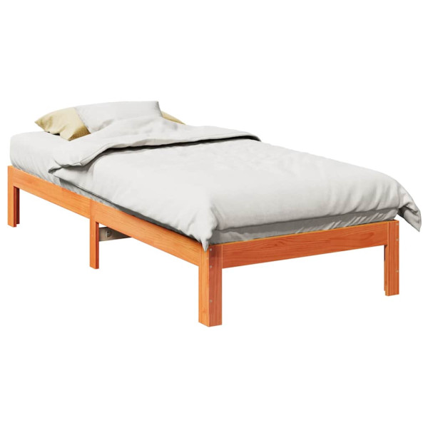 Cama sin colchón madera maciza pino marrón cera 80x200 cm Cama sin colchón madera maciza pino marrón cera 80x200 cm D