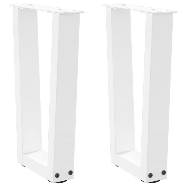 Patas para mesa de comedor en forma de V 2 uds blanco acero Patas para mesa de comedor en forma de V 2 uds blanco acero D