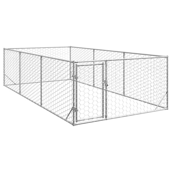 Perrera de exterior puerta acero galvanizado plateado 2x4x1 m Perrera de exterior puerta acero galvanizado plateado 2x4x1 m D
