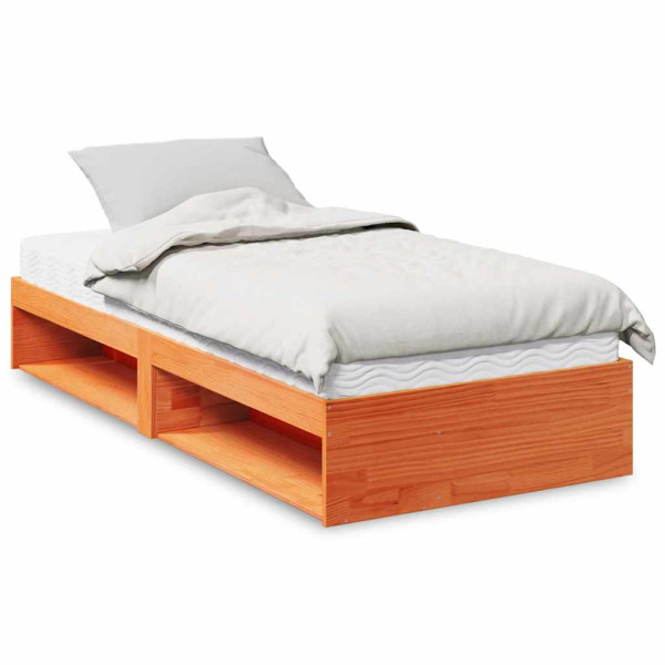 Diván con colchón marrón cera 100x200 cm madera maciza de pino Diván con colchón marrón cera 100x200 cm madera maciza de pino D