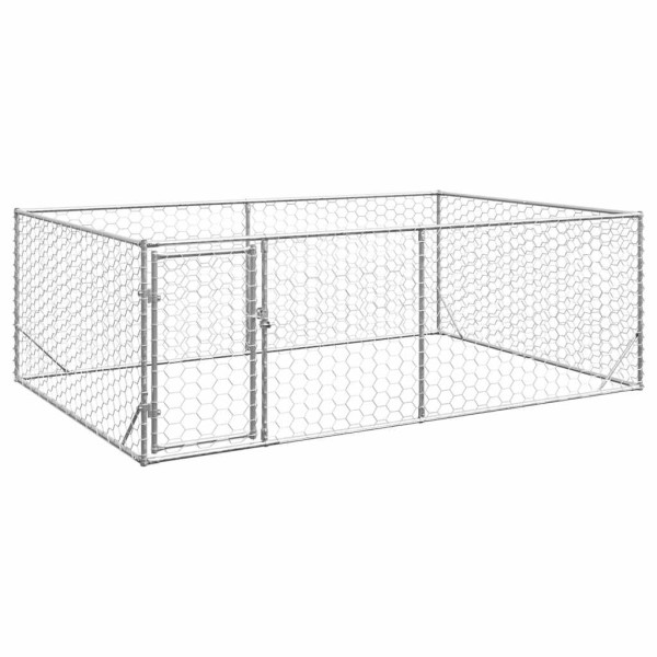 Perrera de exterior puerta acero galvanizado plateado 3x2x1 m Perrera de exterior puerta acero galvanizado plateado 3x2x1 m D
