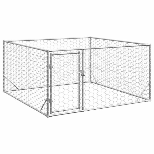 Perrera de exterior puerta acero galvanizado plateado 2x2x1 m Perrera de exterior puerta acero galvanizado plateado 2x2x1 m D