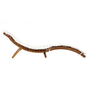Espreguiçadeira com almofadão madeira acácia maciça cor creme H
