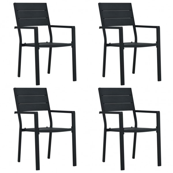 Cadeiras de jardim 4 unidades HDPE aspecto de madeira preta D