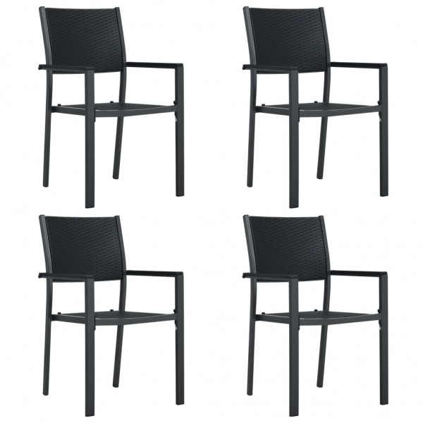 Cadeiras de jardim 4 unidades plásticas com aspecto de ratão preto D