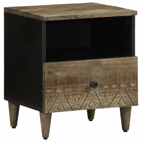 Mesita de noche de madera maciza de mango gris claro 40x33x46cm D