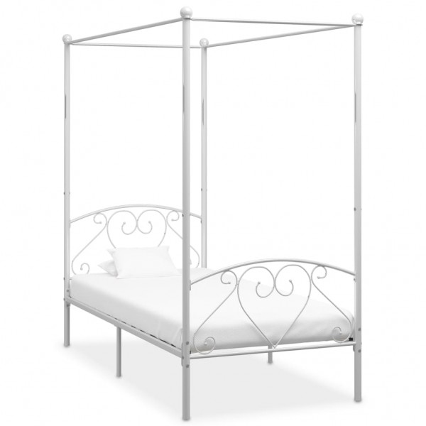 Estructura de cama con dosel metal blanco 90x200 cm D