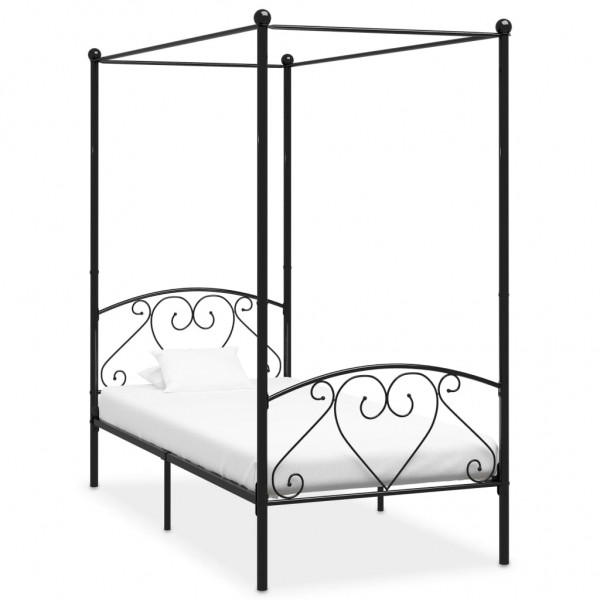 Estrutura de cama com leito de metal preto 100x200 cm D