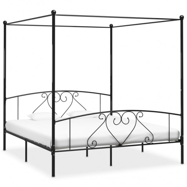 Estructura de cama con dosel metal negro 200x200 cm D