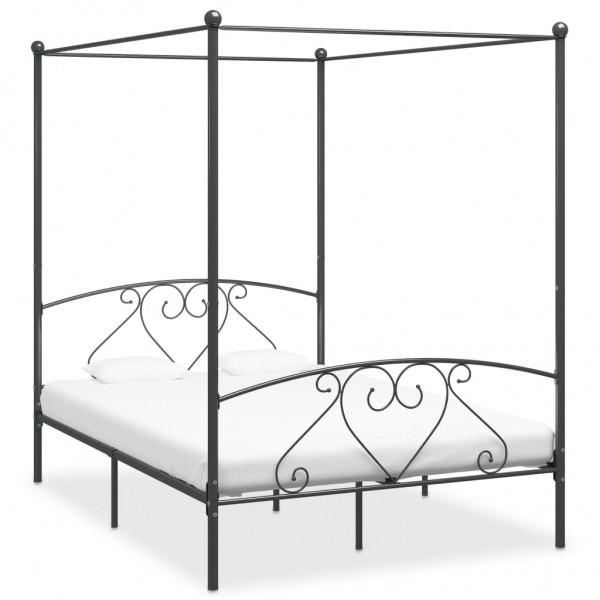 Estructura de cama con dosel metal gris 160x200 cm D