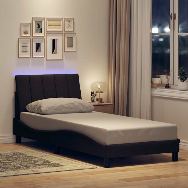 Estructura de cama sin colchón tela marrón oscuro 90x200 cm Estructura de cama sin colchón tela marrón oscuro 90x200 cm D