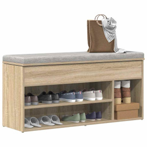 Banco zapatero madera de ingeniería roble sonoma 102x30.5x45 cm D