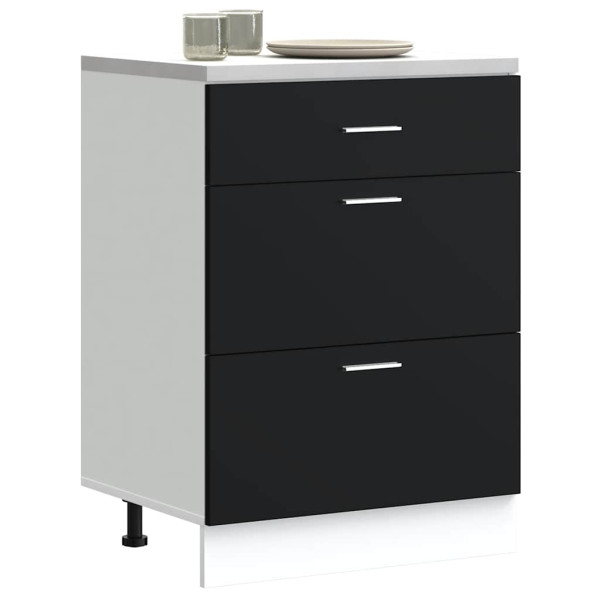 Mueble bajo de cocina de madera de ingeniería negra D