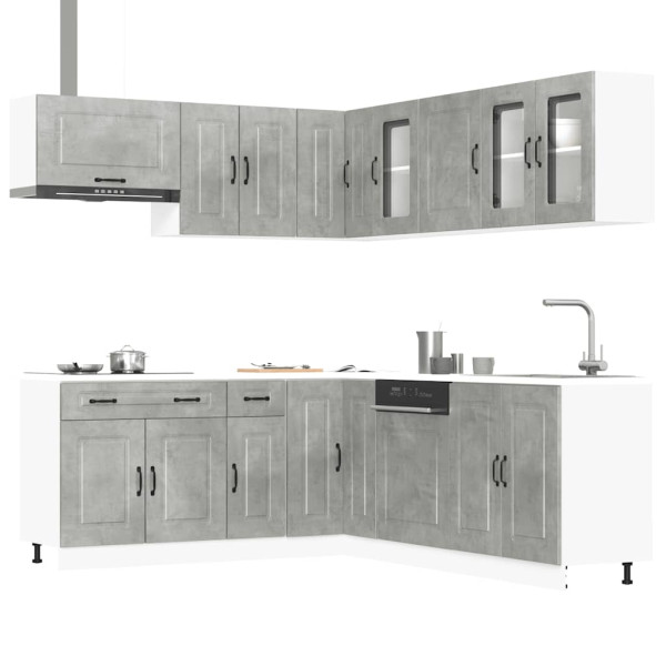 Mueble cocina Kalmar gris hormigón 11 pzas madera contrachapada Mueble cocina Kalmar gris hormigón 11 pzas madera contrachapada D
