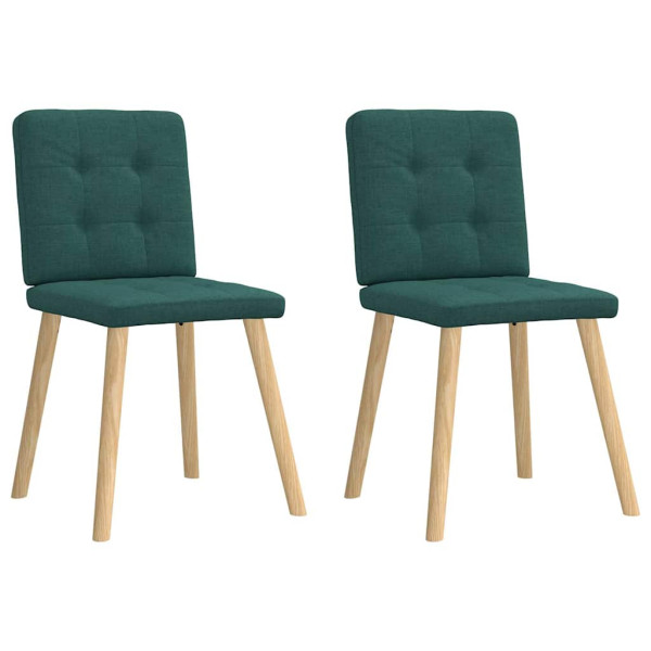 Sillas de comedor 2 unidades tela verde oscuro Sillas de comedor 2 unidades tela verde oscuro D