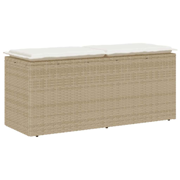 Banco de jardín con cojín ratán sintético beige 110x40x44 cm Banco de jardín con cojín ratán sintético beige 110x40x44 cm D