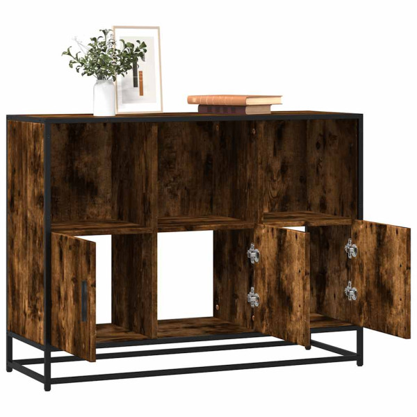 Aparador madera contrachapada color roble ahumado 100x35x76 cm D