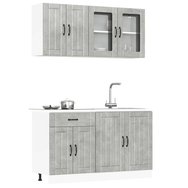 Mueble cocina Kalmar gris hormigón 4 pzas madera contrachapada Mueble cocina Kalmar gris hormigón 4 pzas madera contrachapada D