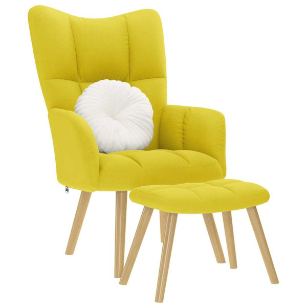 Sillón de relax con taburete tela amarillo clara Sillón de relax con taburete tela amarillo clara D