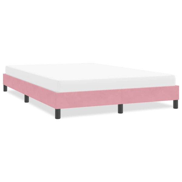 Estructura de cama sin colchón terciopelo rosa 140x220 cm Estructura de cama sin colchón terciopelo rosa 140x220 cm D