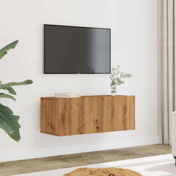 Muebles para TV de pared 2 unidades roble artesanal 80x30x30 cm Muebles para TV de pared 2 unidades roble artesanal 80x30x30 cm D